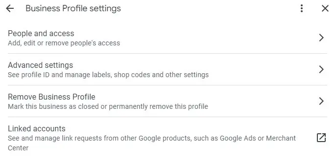 Business Profile Settings