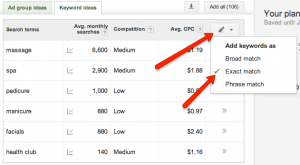 keyword volume match type
