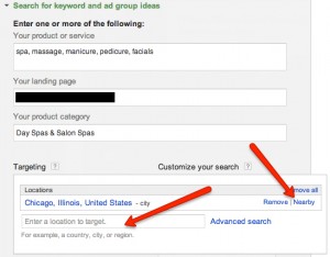 Change location for specific search volume