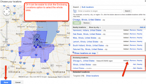 Enclosing location search volume