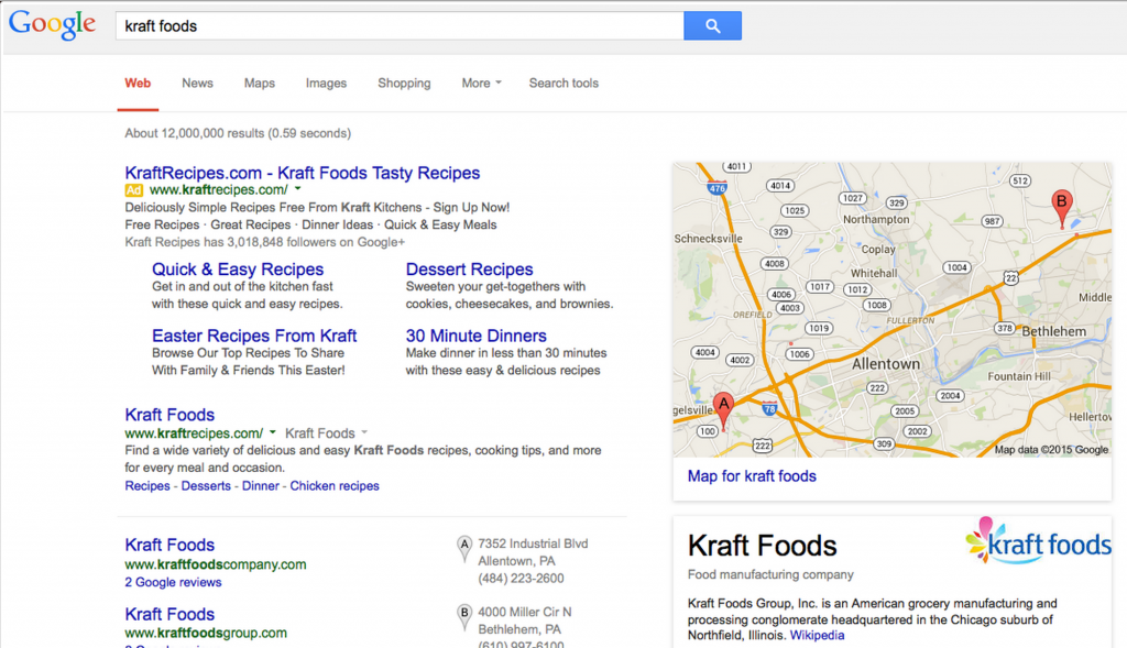 Kraft Foods Results On Google