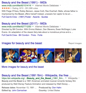 Beauty and the Beast search results