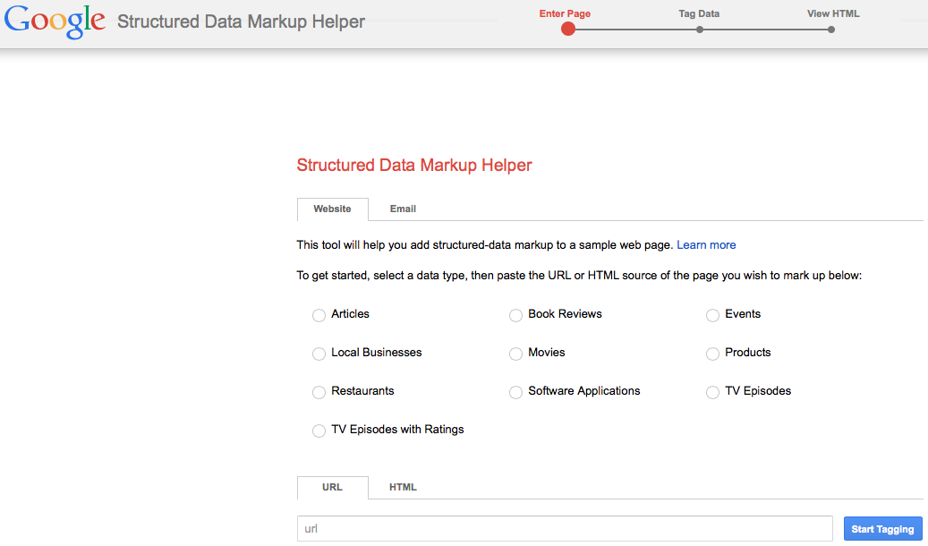 Google Structured Data Markup helper for Technical SEO