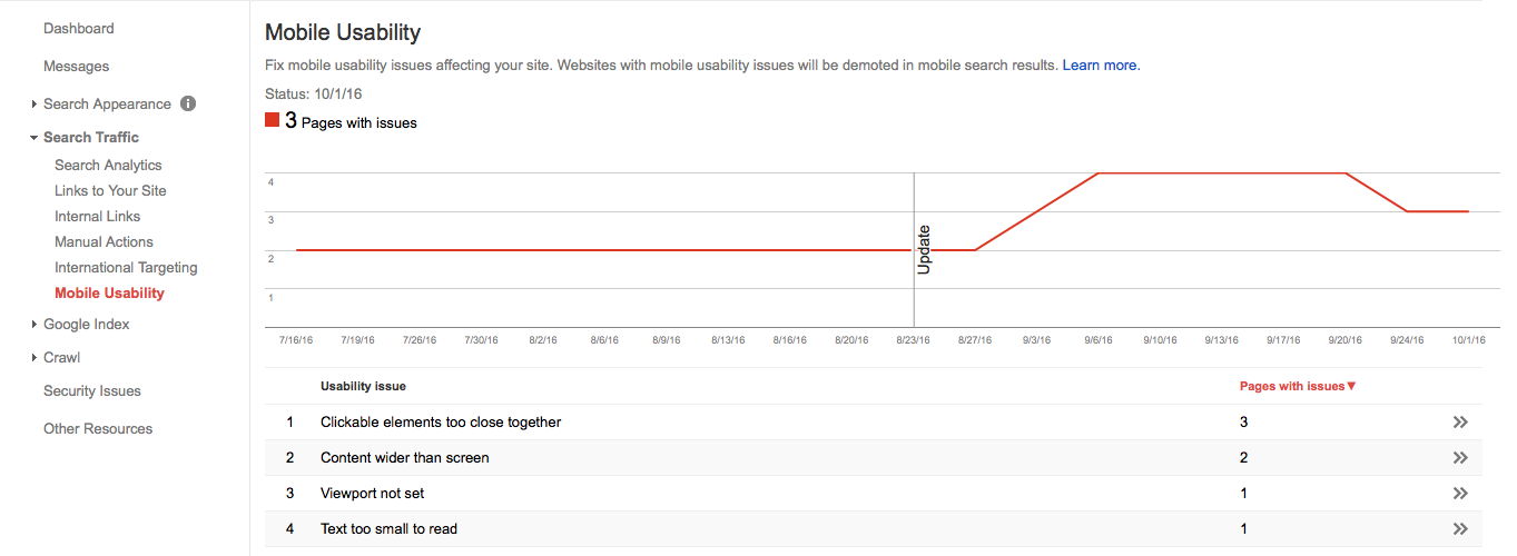 to fix technical seo mobile page issues use the search console