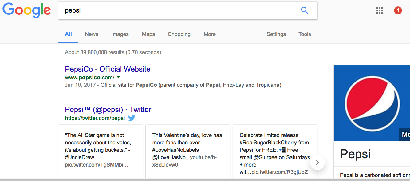 Pepsi Search on Google