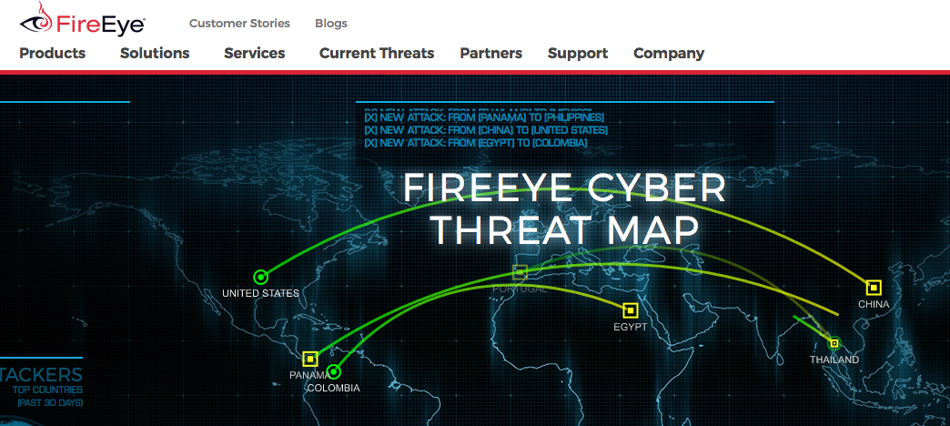Map showing cyber attacks real time
