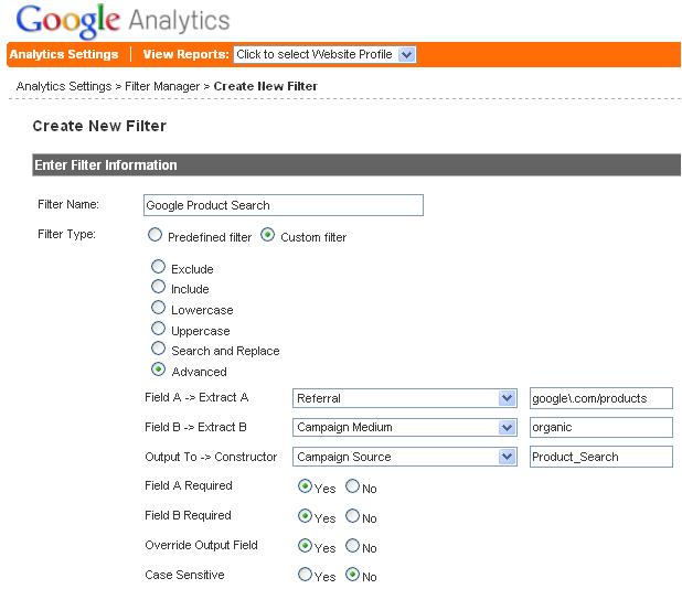 Google analytics Filter
